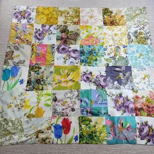 Handmade Patchwork Crazy Quilt Blanket Tablecloth Two-Sided Indian Square Floral